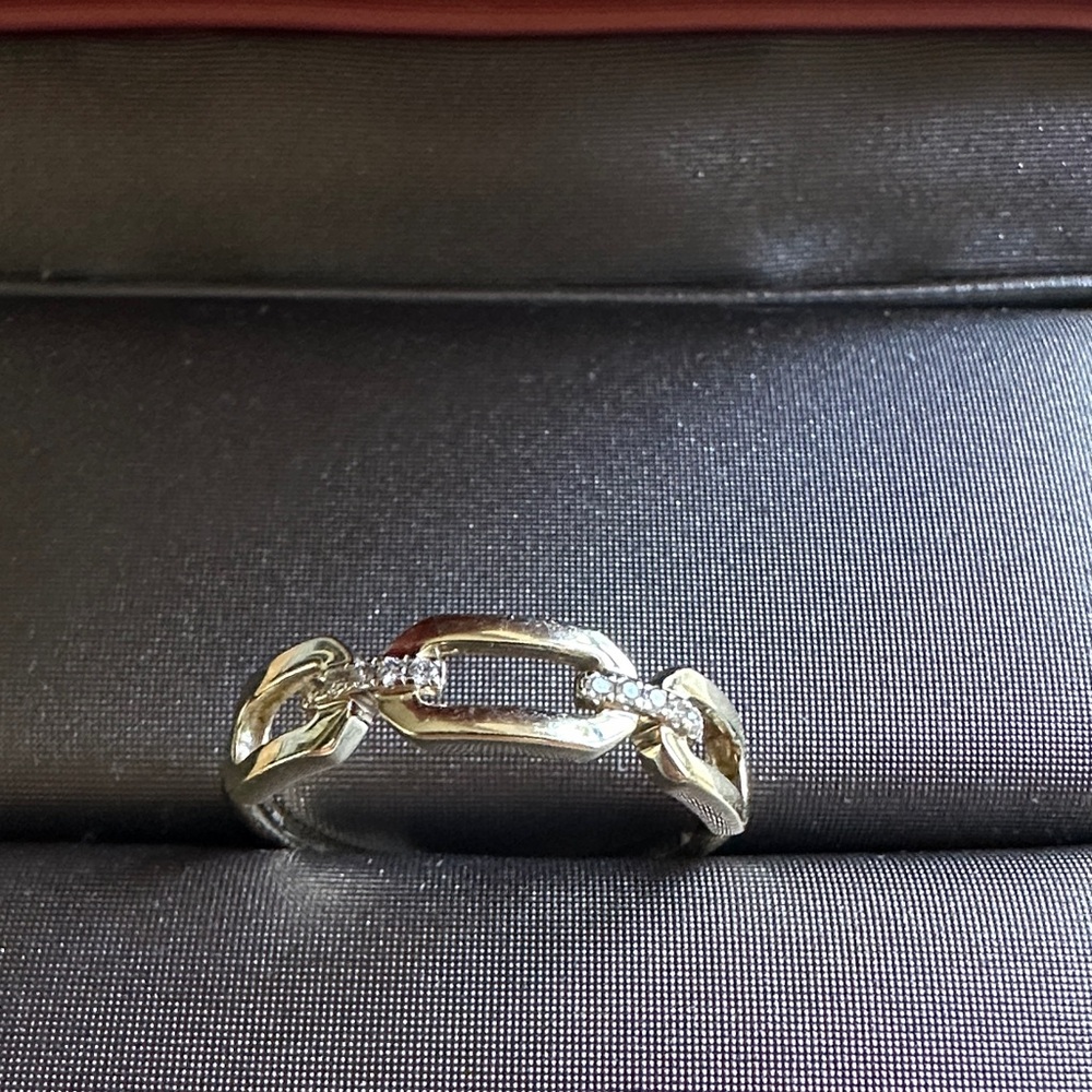 Gabriel & Co 14K Yellow Gold Diamond Link Chain Ring - Picture 3 of 8